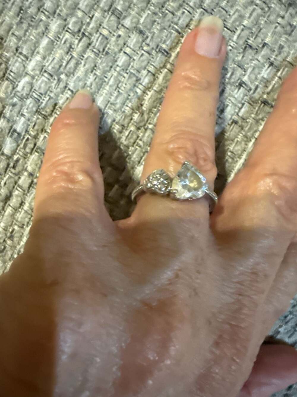 Toi et Moi Heart and Pear Cut CZ Sterling Silver Bypass Engagement Ring